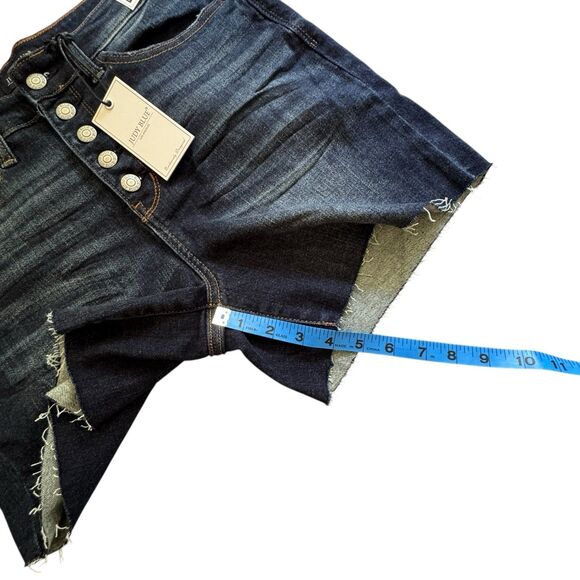Judy Blue Jean Shorts Size L High Waist Cut Offs Raw Hem Button Fly JB15269 - Picture 14 of 16